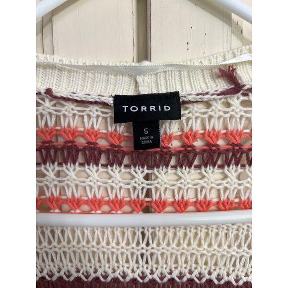 Torrid size 5 5X long crocheted sister sweater cardigan - Picture 3 of 4